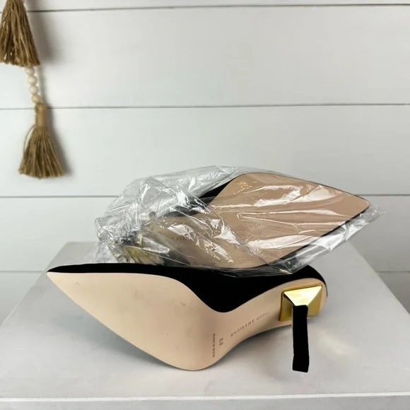 NIB Good American Ankle Black Stiletto Heeled Booties Style GA116SN-X Size 8.5